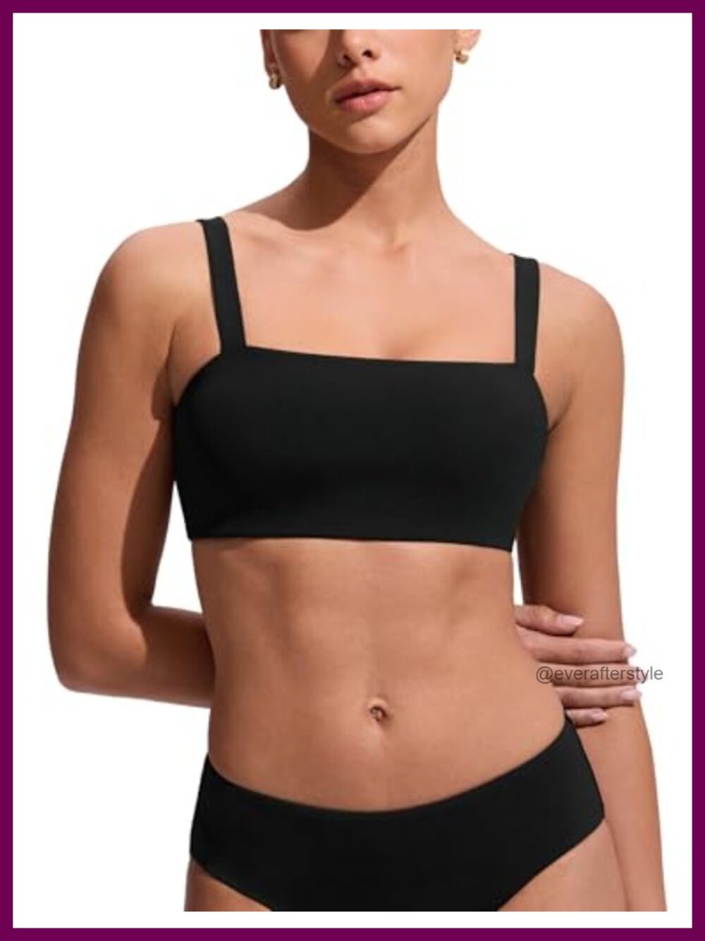 Square Neck Bikini Top Polyamide Elastane Removable Pads Swim